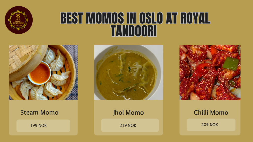 Best Momos in Oslo At Royal Tandoori – Steam Momo, Jhol Momo & Chilli Momo